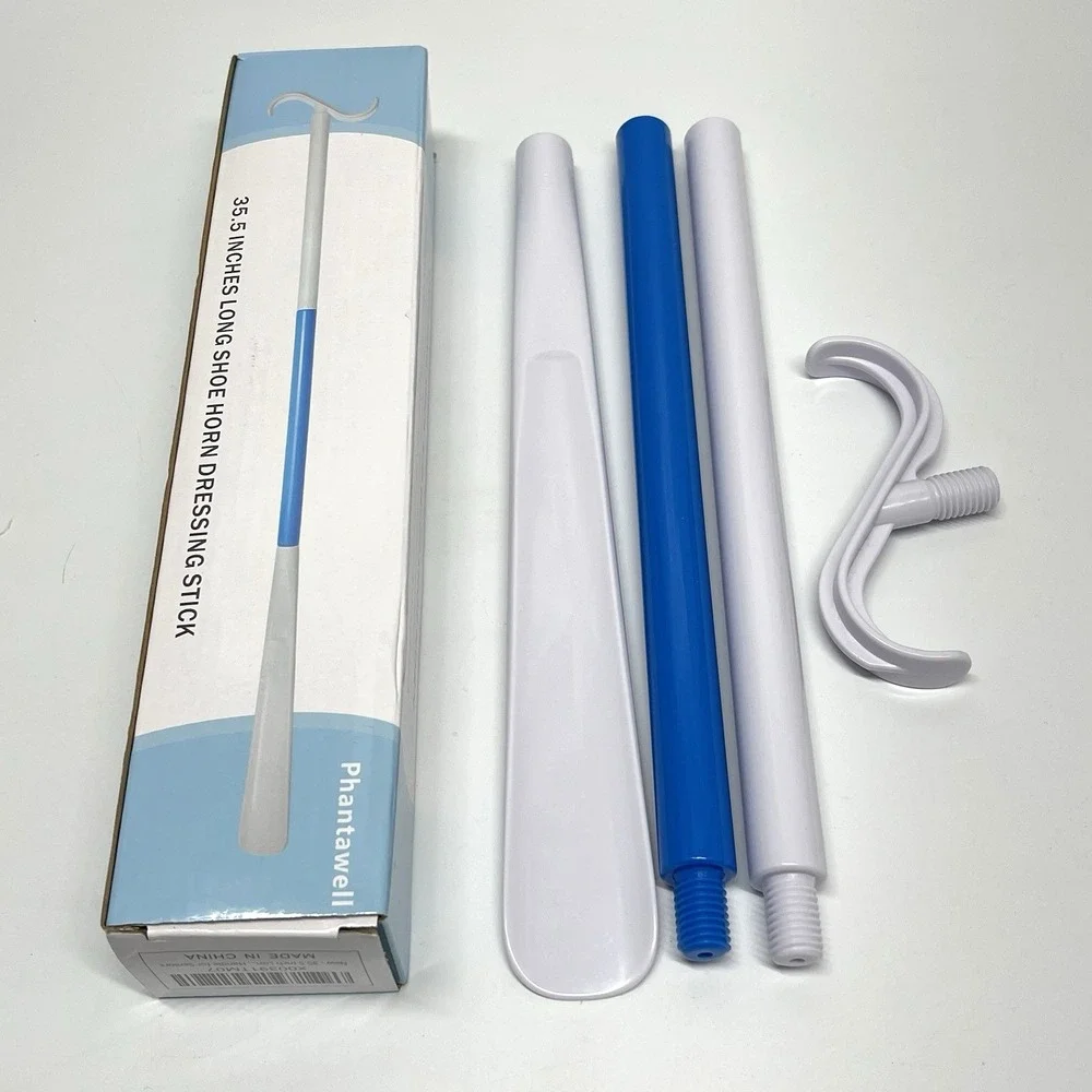 Phantawell 35.5 Inch Long Dressing Stick Aid With Shoe Horn Shoes Socks Open Box